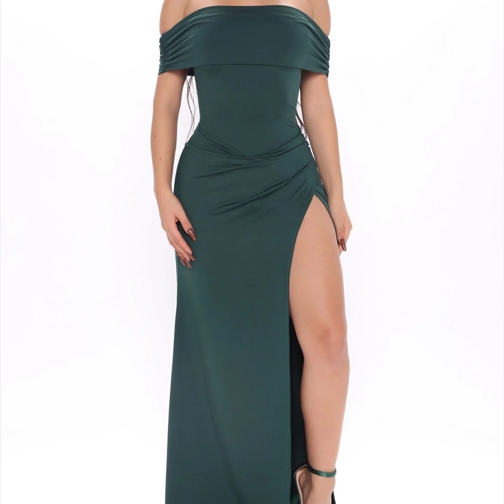 Fashion Nova Strapless Dark Green Dress